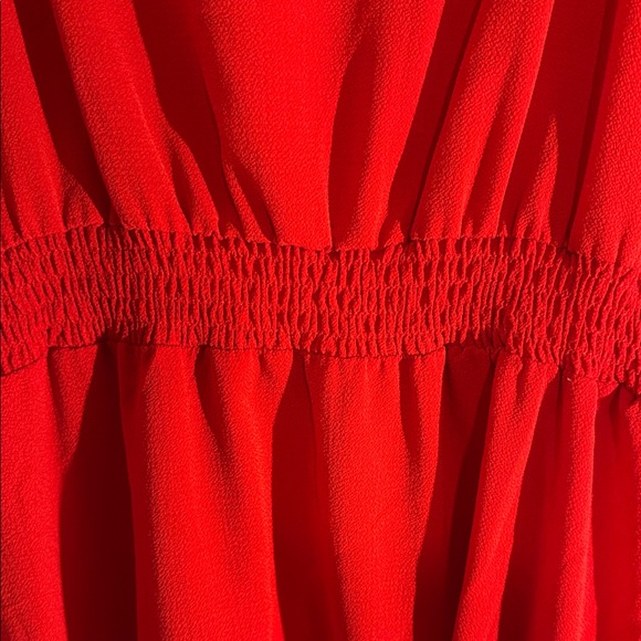 Vibrant Red Puff Sleeve Dress - Picture 5 of 7